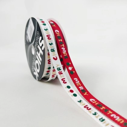 Colorful Word Christmas Ribbon For Christmas Gift Decoration